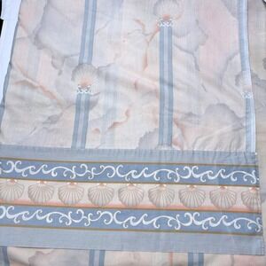 Vintage Coastal Shell‎ Striped Flat Sheet Pastel Peach Blue 90x100 Queen 80s 90s